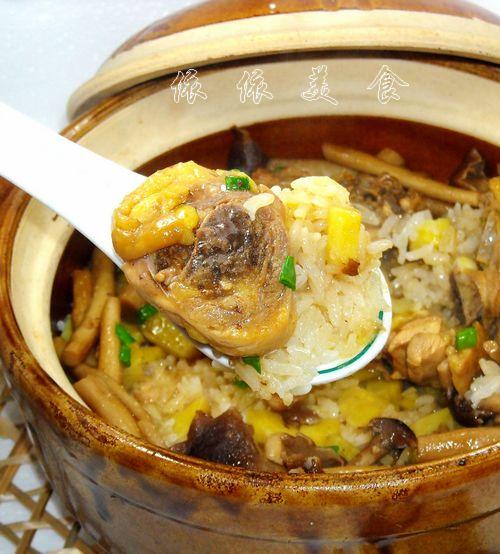 茶树菇滑鸡红薯煲仔饭的做法(荤素搭配)