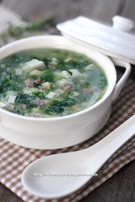 三鲜荠菜豆腐羹的做法