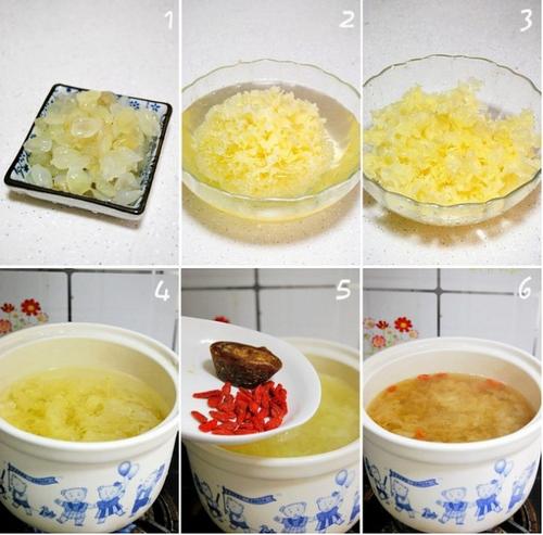 红糖皂角米银耳羹的做法