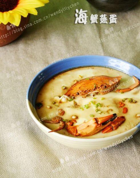 海蟹蒸蛋的做法