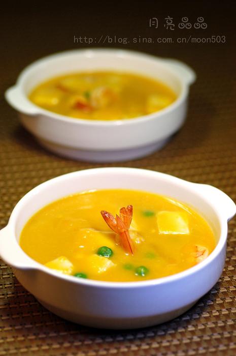 南瓜豆腐海鲜羹的做法