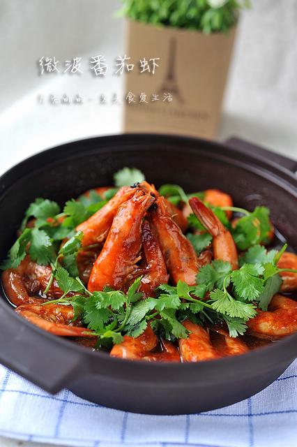 微波番茄虾的做法