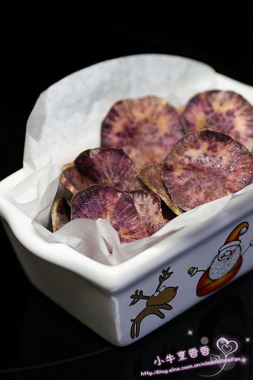 自制巧微波炉紫薯片的做法