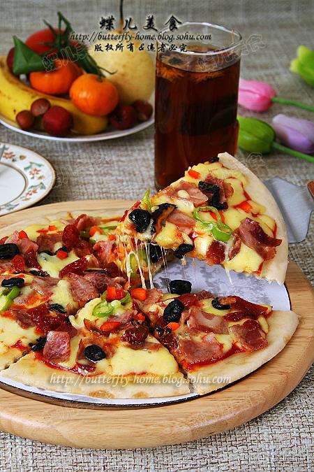 微波香肠培根披萨的做法