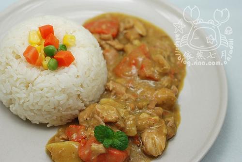 微波炉泰式咖喱鸡肉饭的做法