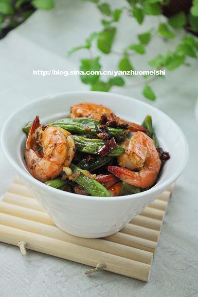 干煸虾四季豆的做法