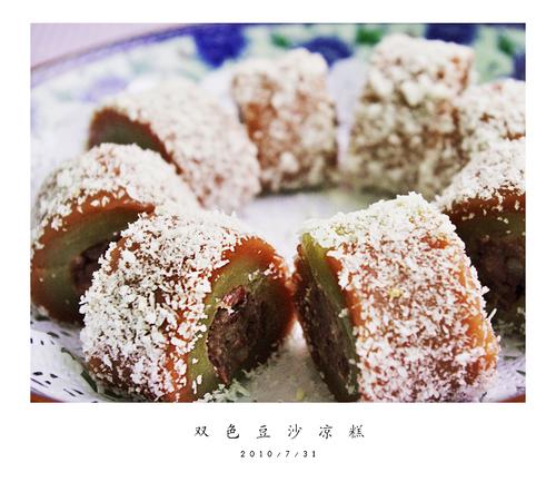微波炉双色豆沙凉糕的做法