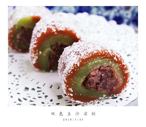 微波炉双色豆沙凉糕的做法