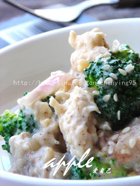 微波炉西兰花奶油鸡腿的做法