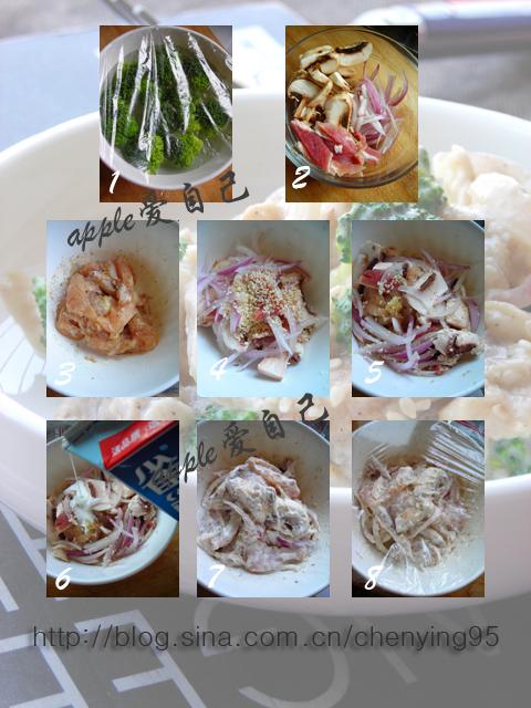 微波炉西兰花奶油鸡腿的做法