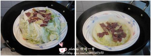 白菜蒸火腿的做法