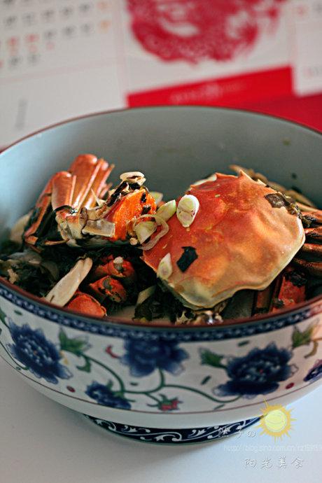 雪菜年糕炒螃蟹的做法