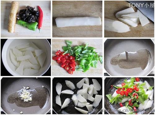 青椒黑木耳山药的做法