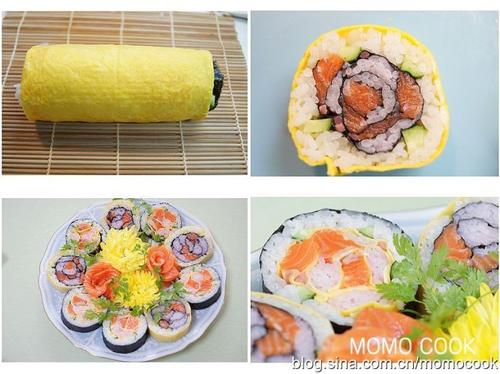 玫瑰花寿司与三文鱼刺身的做法