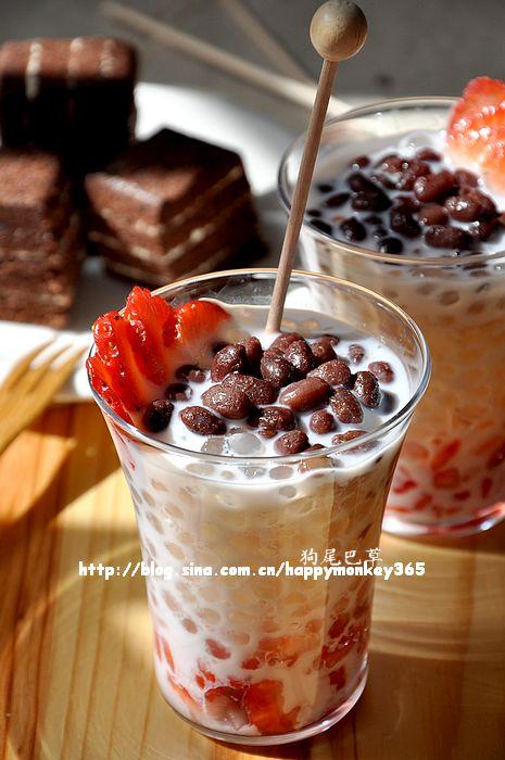 蜜豆草莓西米露的做法