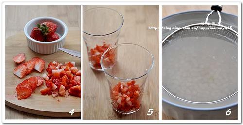 蜜豆草莓西米露的做法