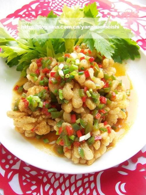 青椒鱼花的做法