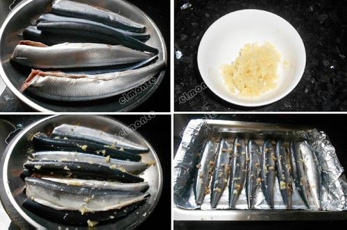 蒜烤秋刀鱼的做法
