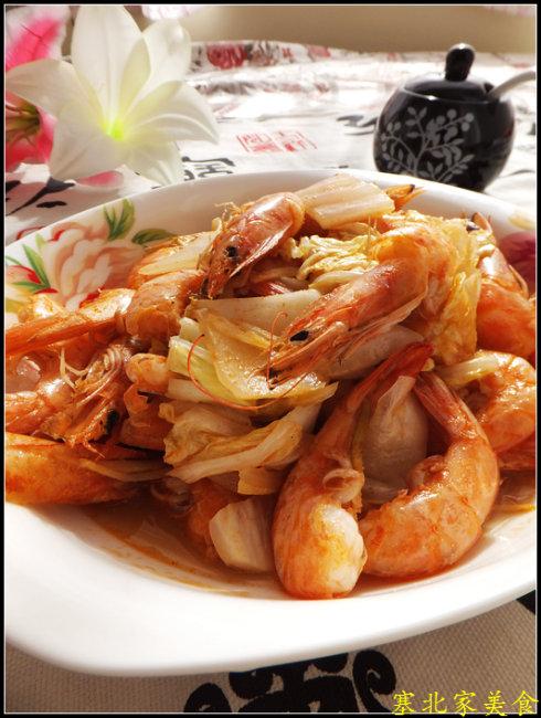 白菜炒大虾的做法