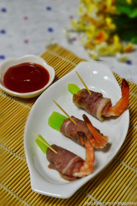 培根卷虾仁的做法