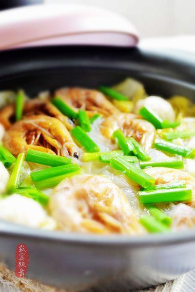 虾干白菜粉丝煲的做法