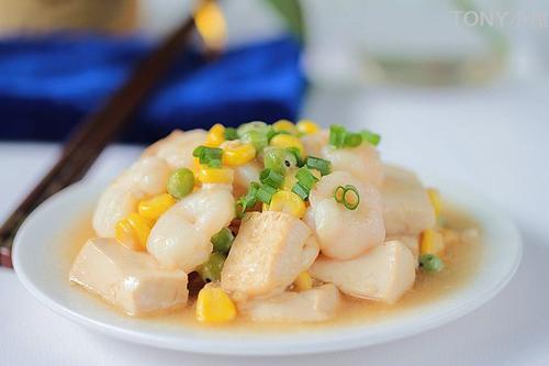 蚝油虾仁豆腐的做法