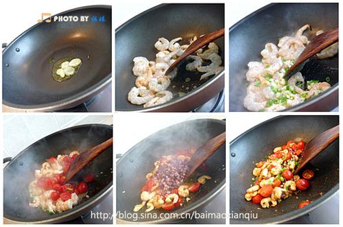 豆米番茄炒虾的做法