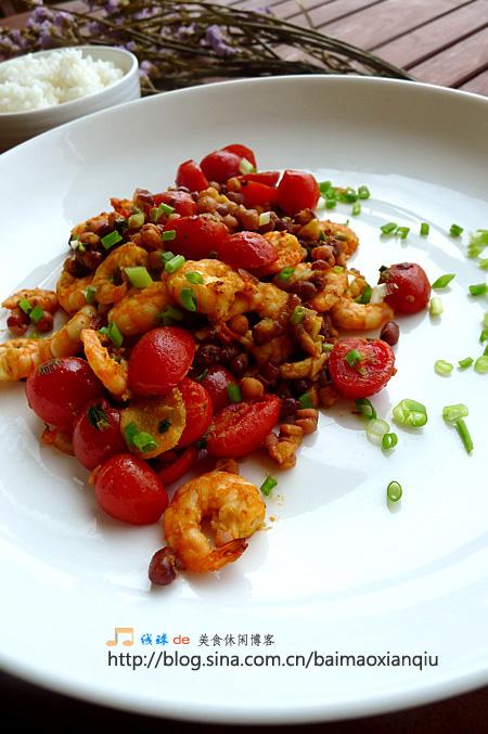 豆米番茄炒虾的做法