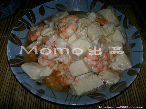 蛋清虾仁焖豆腐的做法