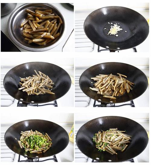韭菜花炒竹蛏的做法