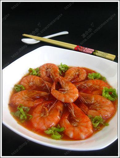 冰花酸梅番茄虾的做法