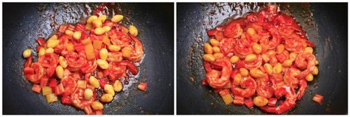 酸辣银杏凤尾虾的做法