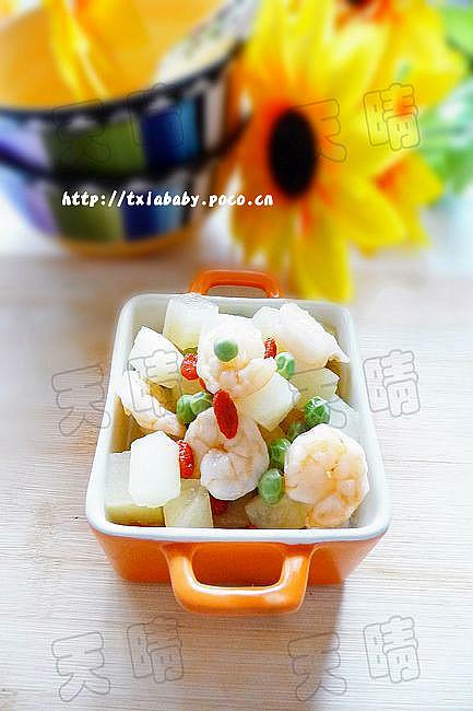 雪莲果虾仁的做法