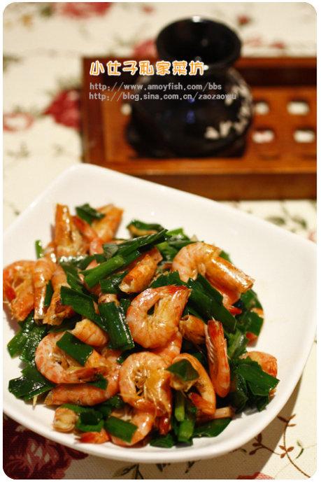 韭菜炒虾的做法