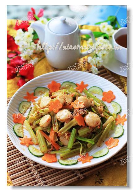 辣酱炒元贝的做法