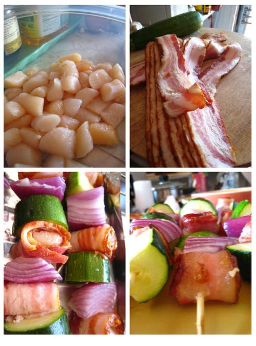 培根扇贝串串烧的做法