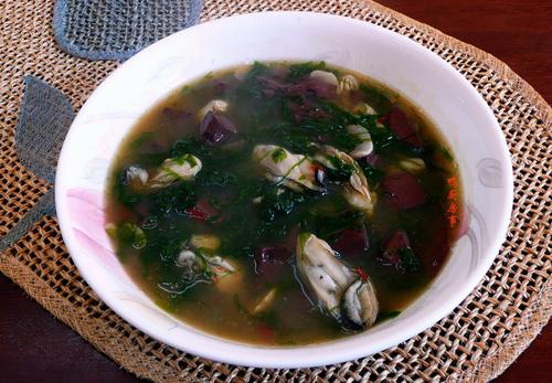 紫菜牡蛎猪血汤的做法