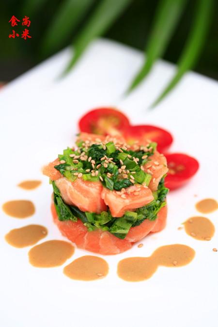 菠菜三文鱼墩的做法