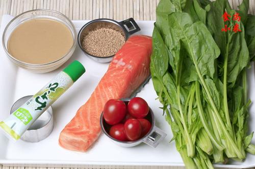 菠菜三文鱼墩的做法