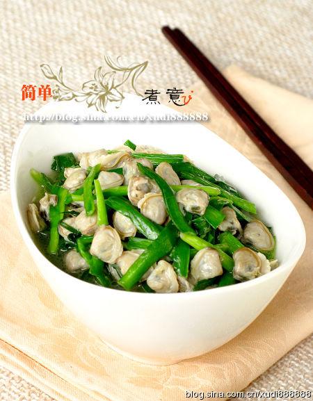 蚬肉炒韭菜的做法
