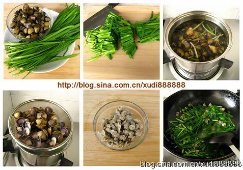 蚬肉炒韭菜的做法