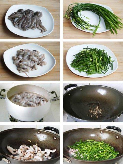 章鱼炒韭葶的做法