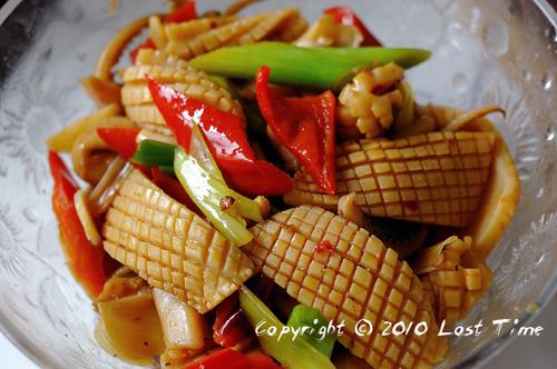 辣炒鱿鱼花的做法