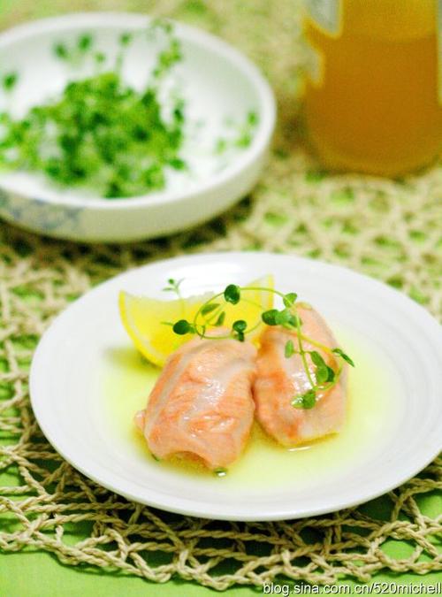 青芥柠汁蒸三文鱼的做法