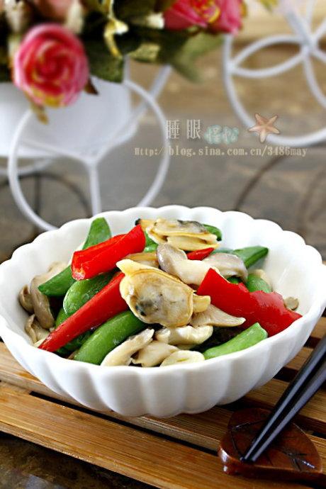 平菇甜豆花蛤的做法