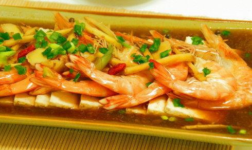 豆腐蒸虾的做法
