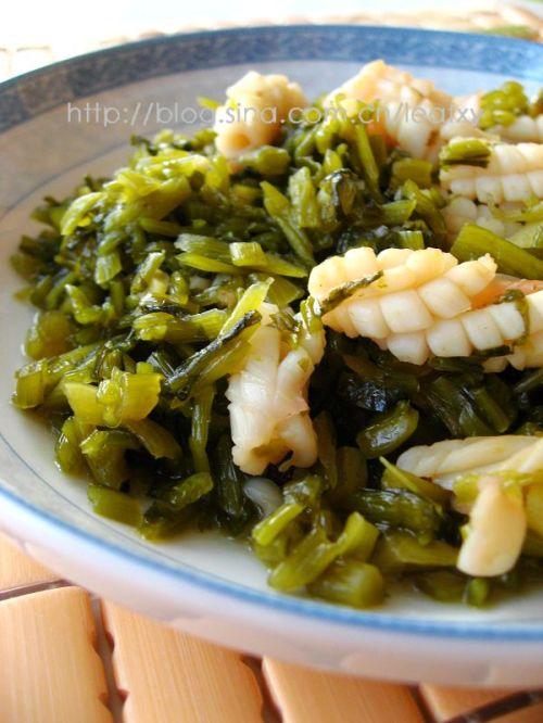 家常炒雪菜鱿鱼的做法