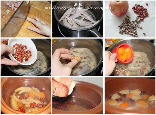 苹果花生芡实鸡爪汤的做法