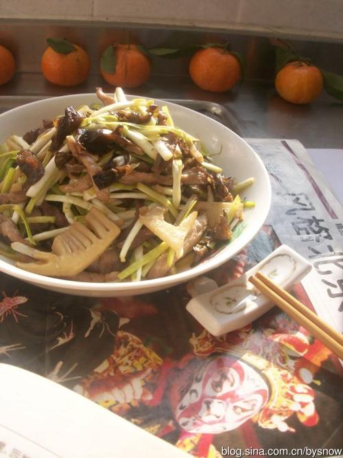肉丝韭黄加冬笋丝的做法
