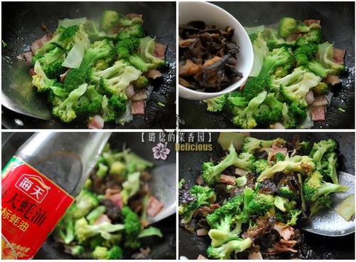 西兰花炒培根的做法